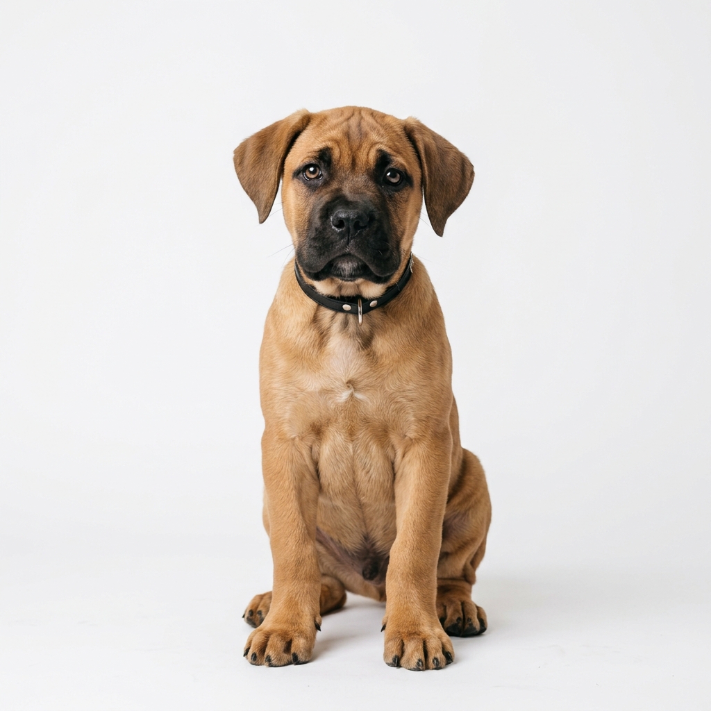 Adorable Cane Corso puppy sitting down