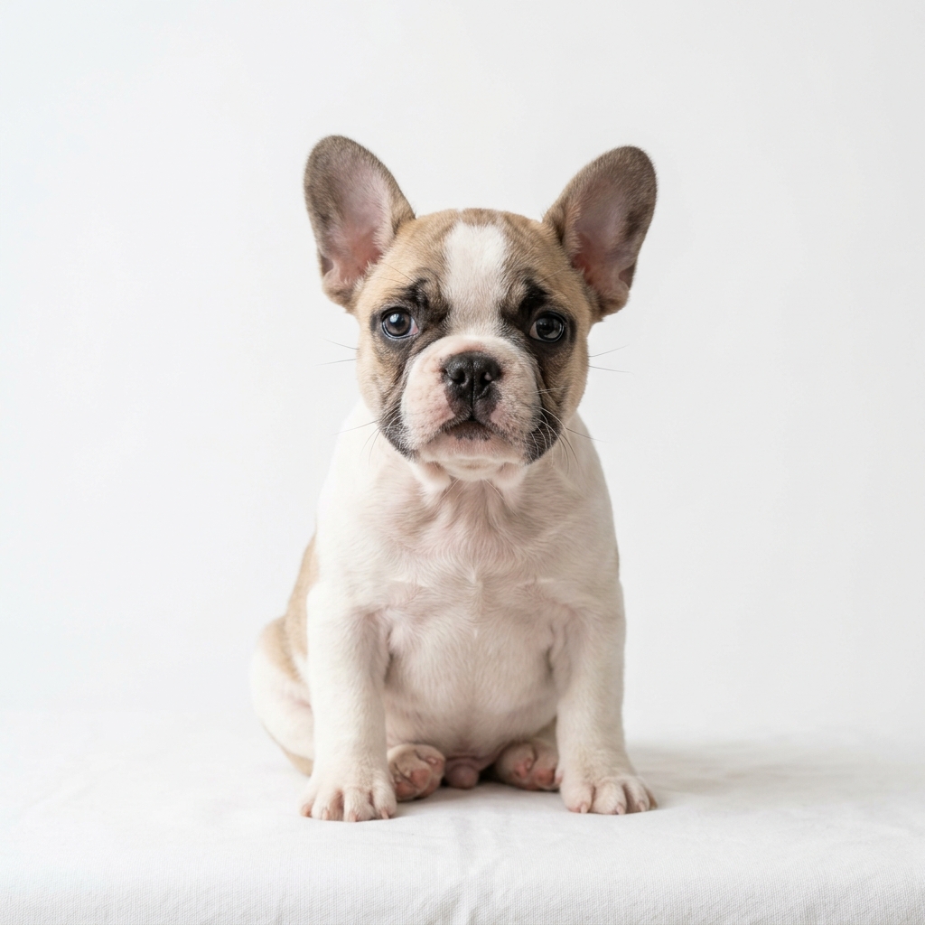 Adorable French Bulldog puppy sitting down