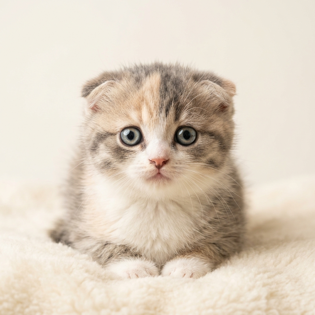 Adorable Scottish Fold kitten with folded ears